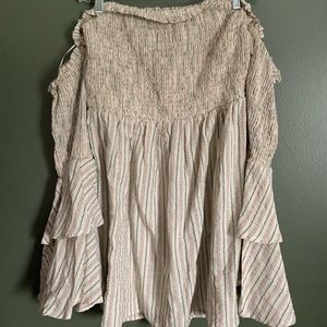 Striped Bell Sleeved Off the Shoulder Dress